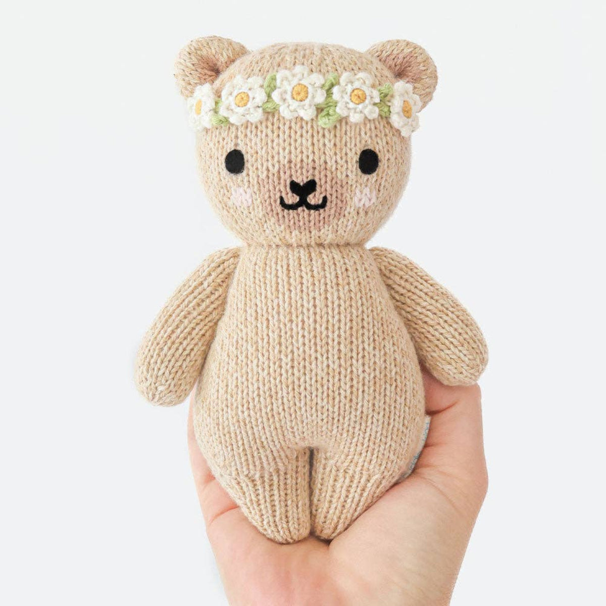 Cuddle + Kind Knit Teddy Bear Stuffed Animal with flower crown - Little Birdies Boutique baby gifts