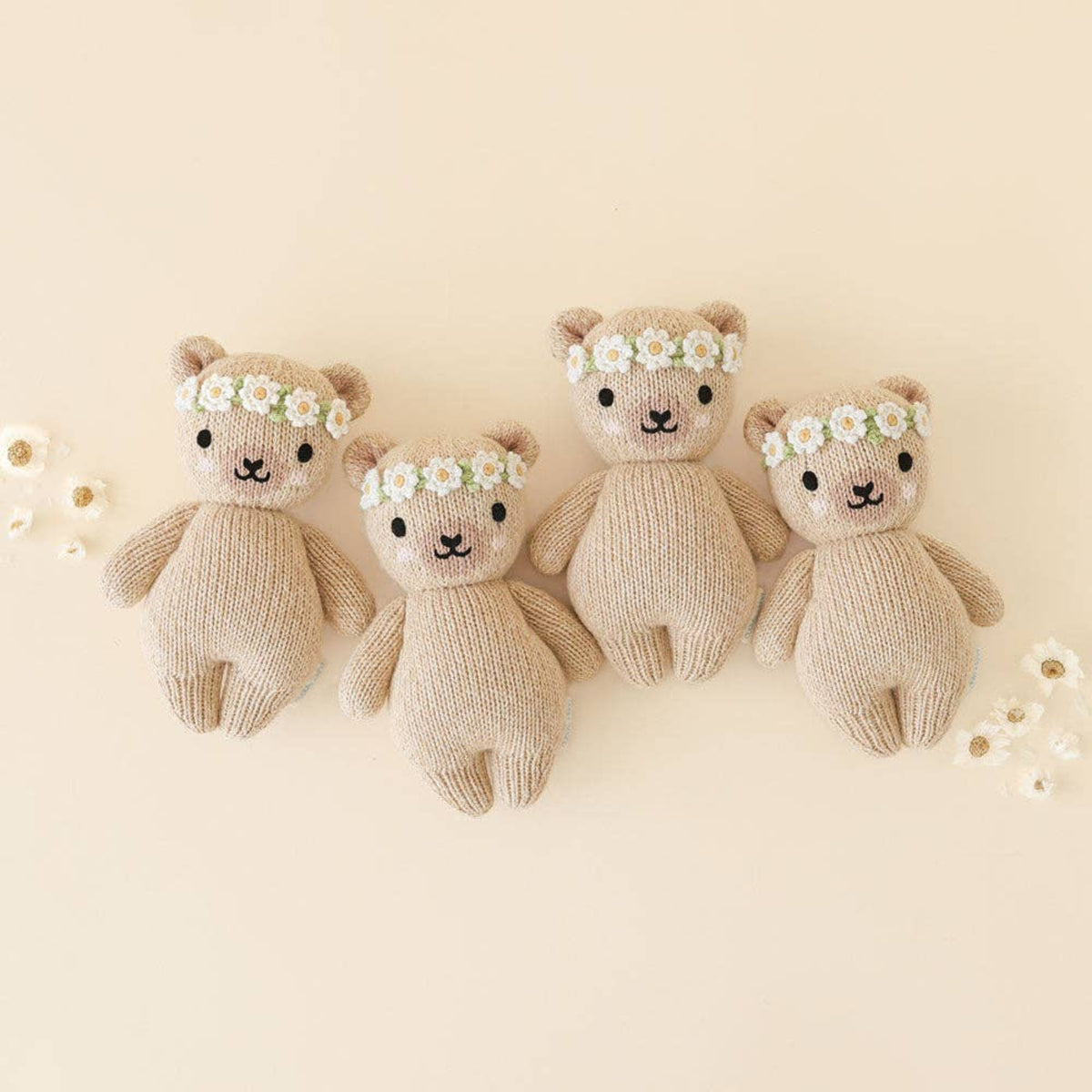 Cuddle + Kind Knit Teddy Bear Stuffed Animal with flower crown - Little Birdies Boutique baby gifts