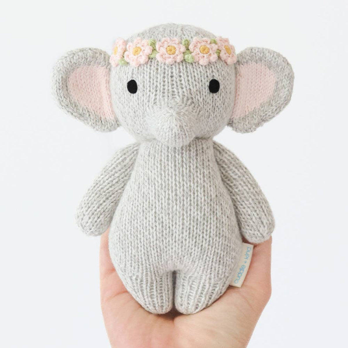 Cuddle + Kind knit baby elephant stuffed animal with flower crown Baby Elephant (blush floral) - Little Birdies Boutique Gift bundles