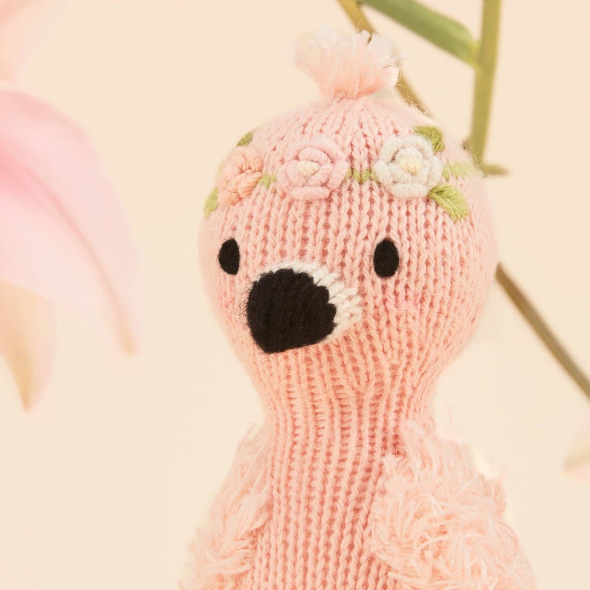 Cuddle + Kind knit pink flamingo stuffed animal Tiny Penelope the Flamingo - Little BIrdies Boutique baby gifts