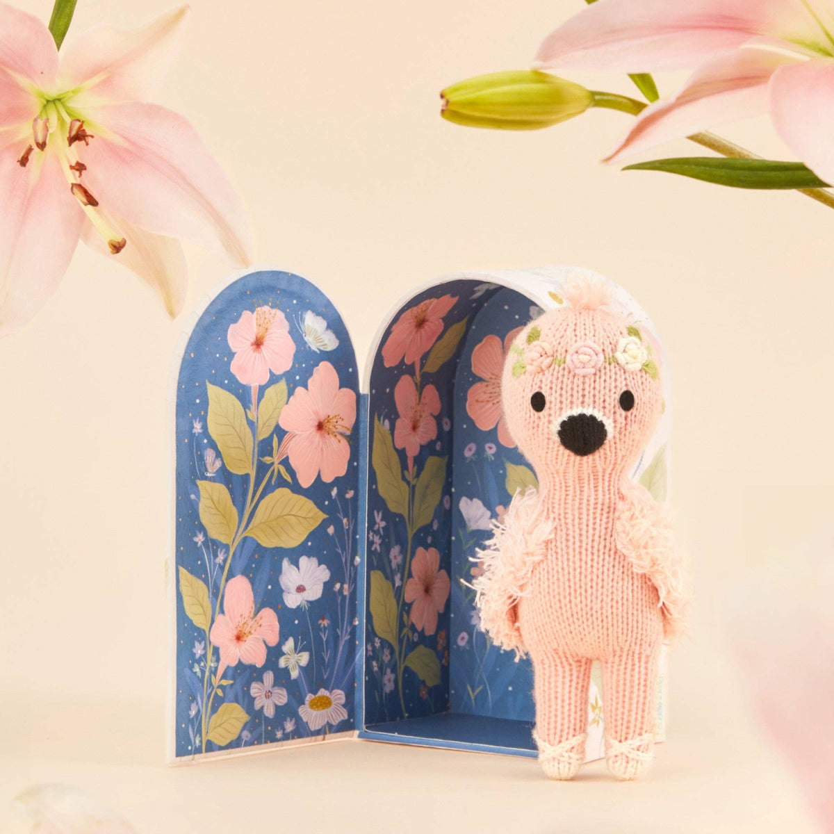 Cuddle + Kind knit pink flamingo stuffed animal Tiny Penelope the Flamingo - Little BIrdies Boutique baby gifts