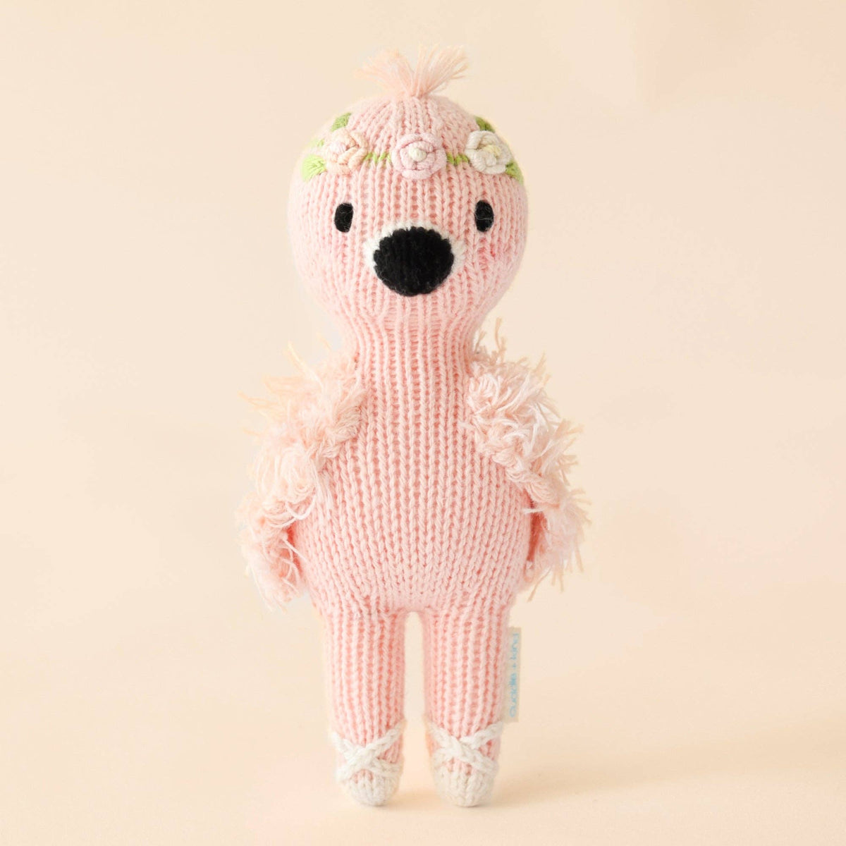 Cuddle + Kind knit pink flamingo stuffed animal Tiny Penelope the Flamingo - Little BIrdies Boutique baby gifts