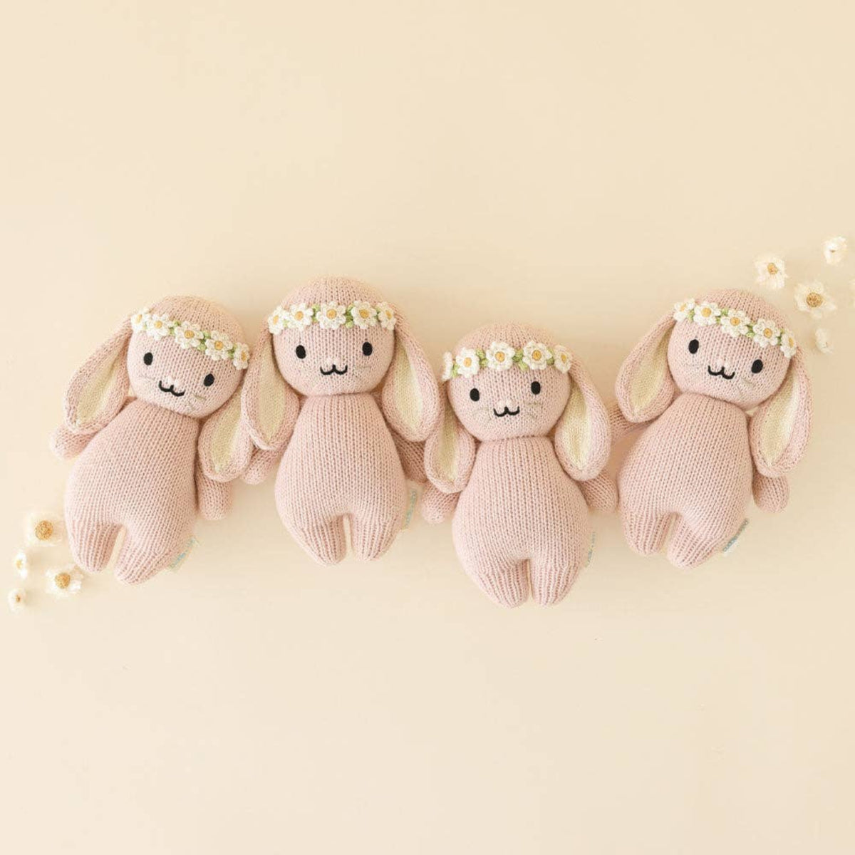 Cuddle + Kind mini stuffed pink bunny with flower crown Baby Bunny- Rose with Ivory Floral Crown - Little Birdies Boutique gift sets