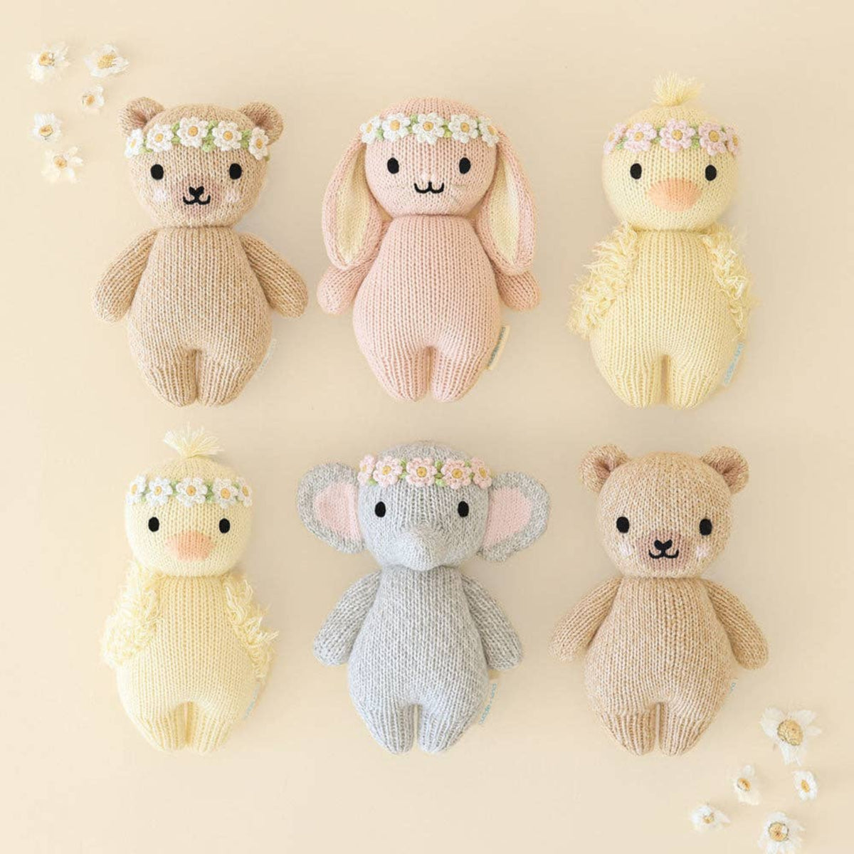 Cuddle + Kind mini stuffed pink bunny with flower crown Baby Bunny- Rose with Ivory Floral Crown - Little Birdies Boutique gift sets