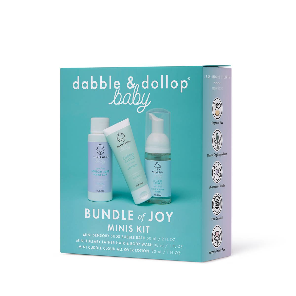 Dabble and Dollop - Bundle of Joy Mini Kit - Baby wash sensative skin- Fragrance Free - Little Birdies gifts