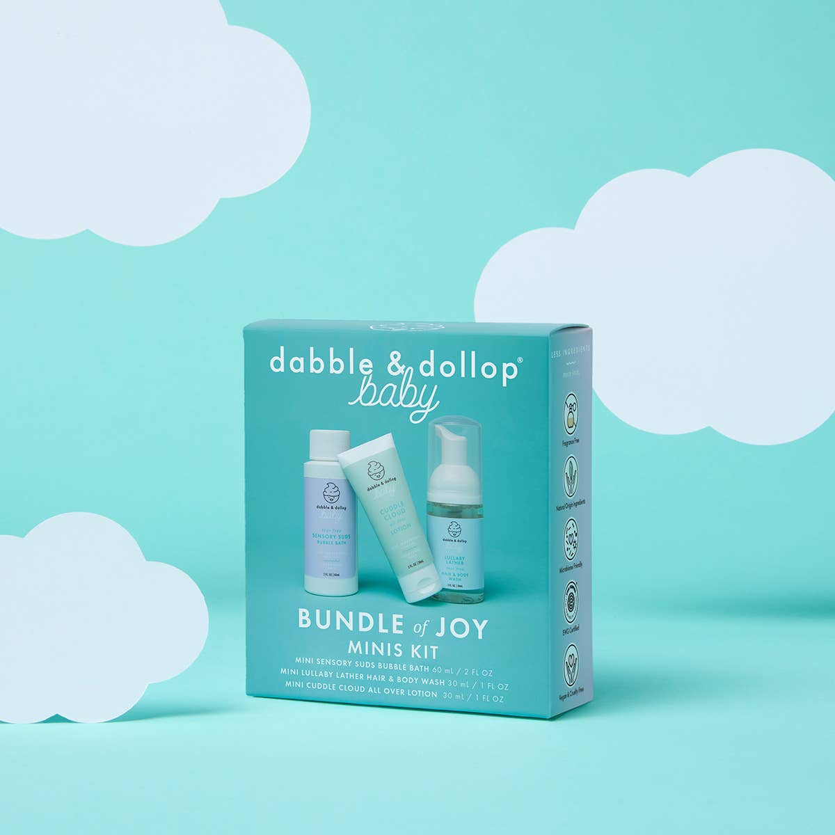 Dabble and Dollop - Bundle of Joy Mini Kit - Baby wash sensative skin- Fragrance Free - Little Birdies gifts