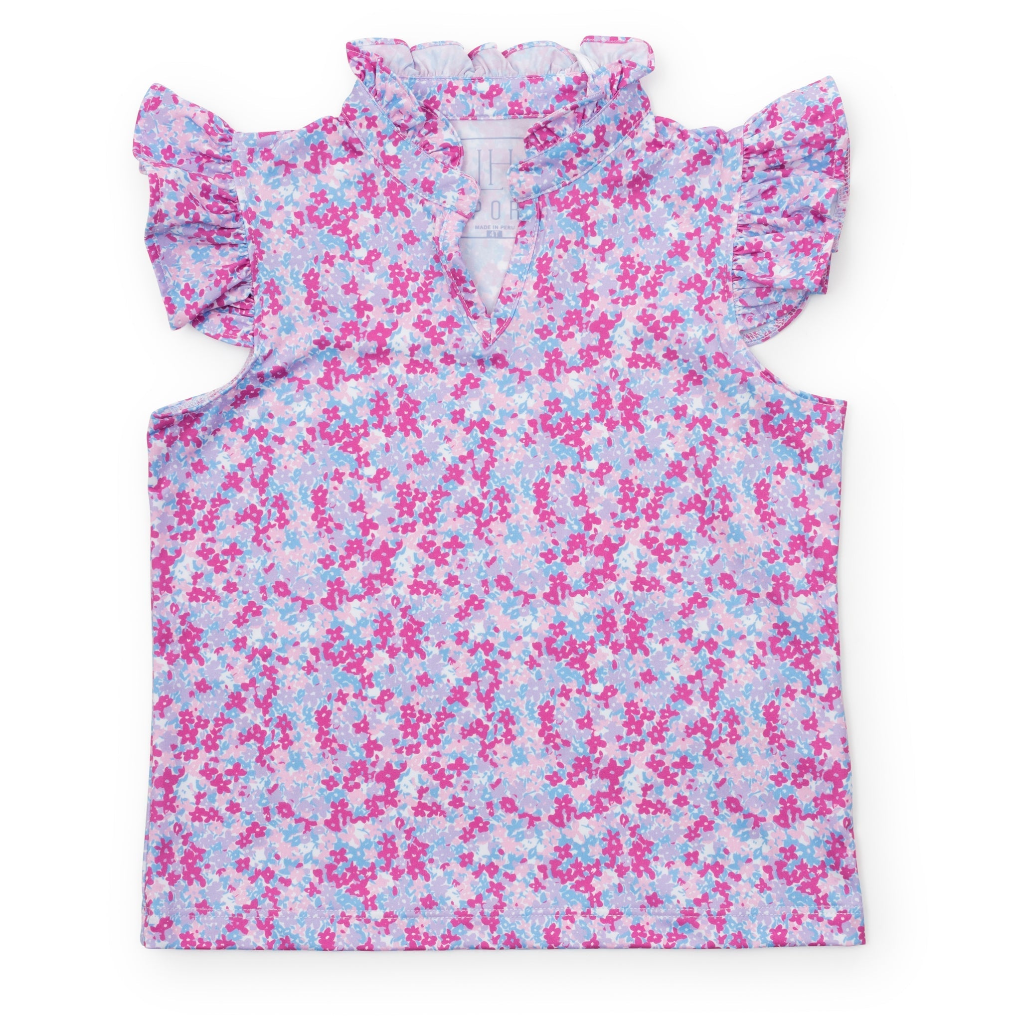 Ellie Girls' Sleeveless Performance Top by LH Sport Preppy Petals