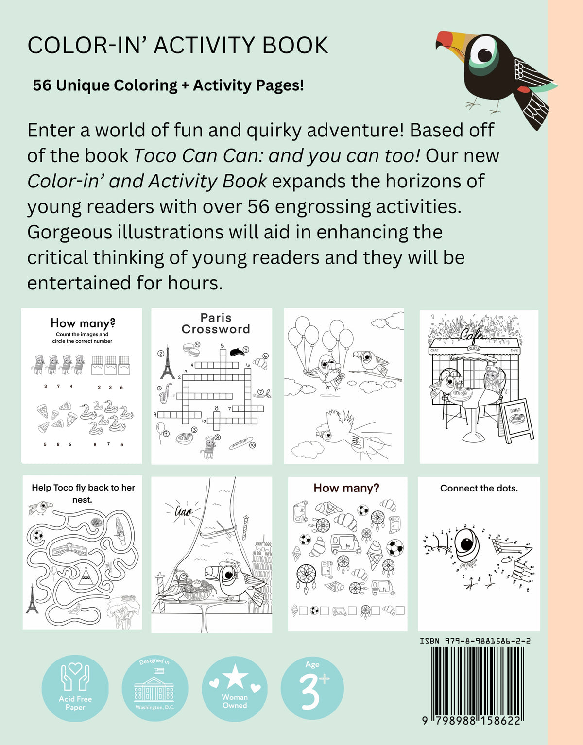 Toco Can Can: and you can too! Color-In Activity Book by Shanlee Johnson