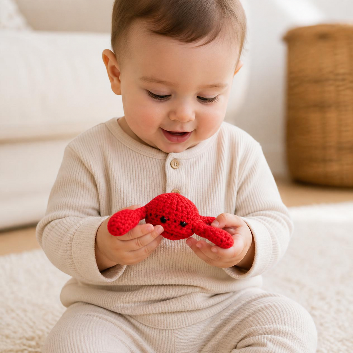 Hooked and LoopyKnit Mini Lobster Toy- Red - Nautical - Little Birdies
