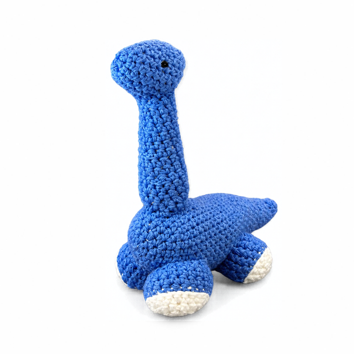 Hooked and Loopy Knit Diplodocus Dinosaur Toy- Blue - Little Birdies