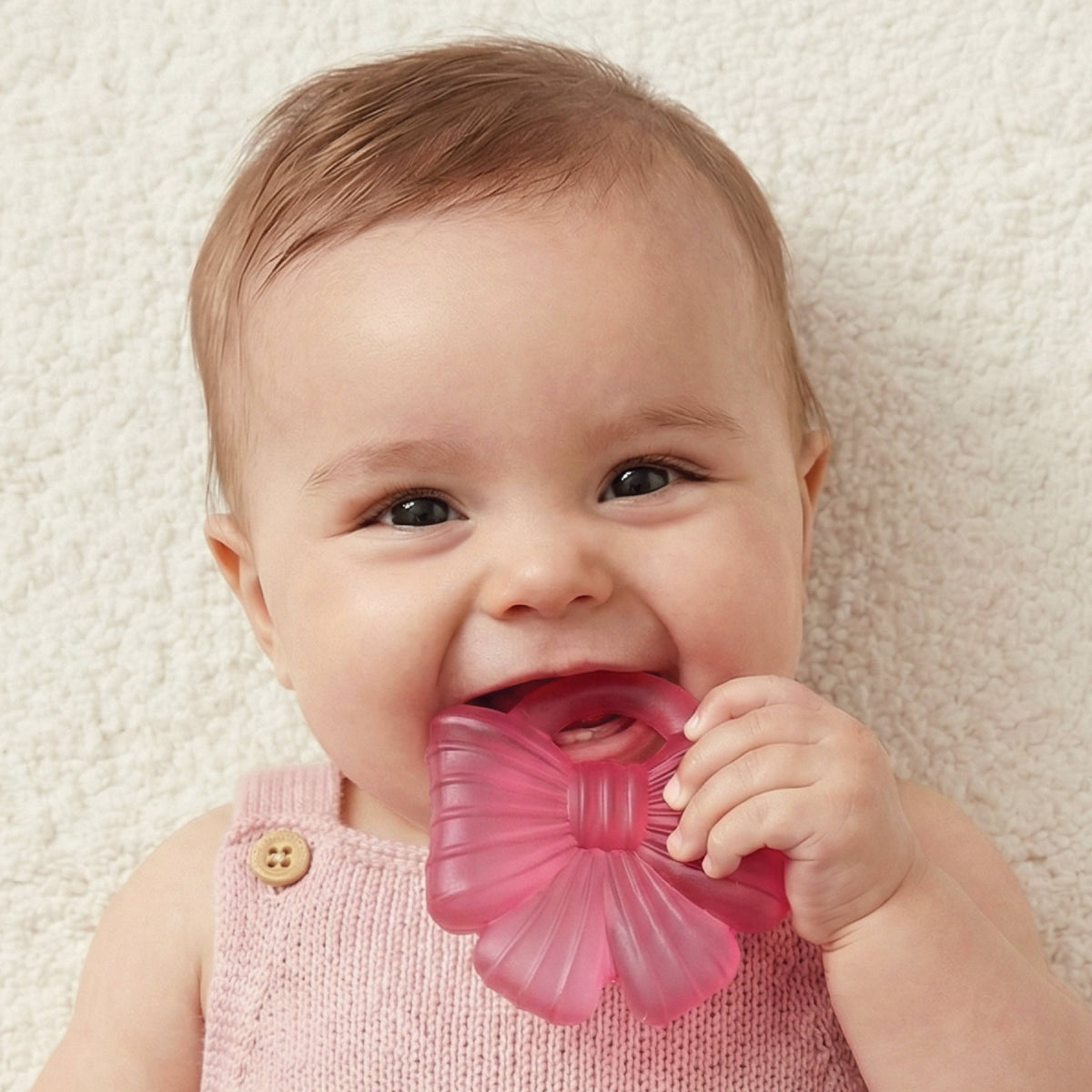 Itzy Ritzy Bow silicone cooling girly teether Cutie Coolers™ Bow - Little Birdies Boutique children's store