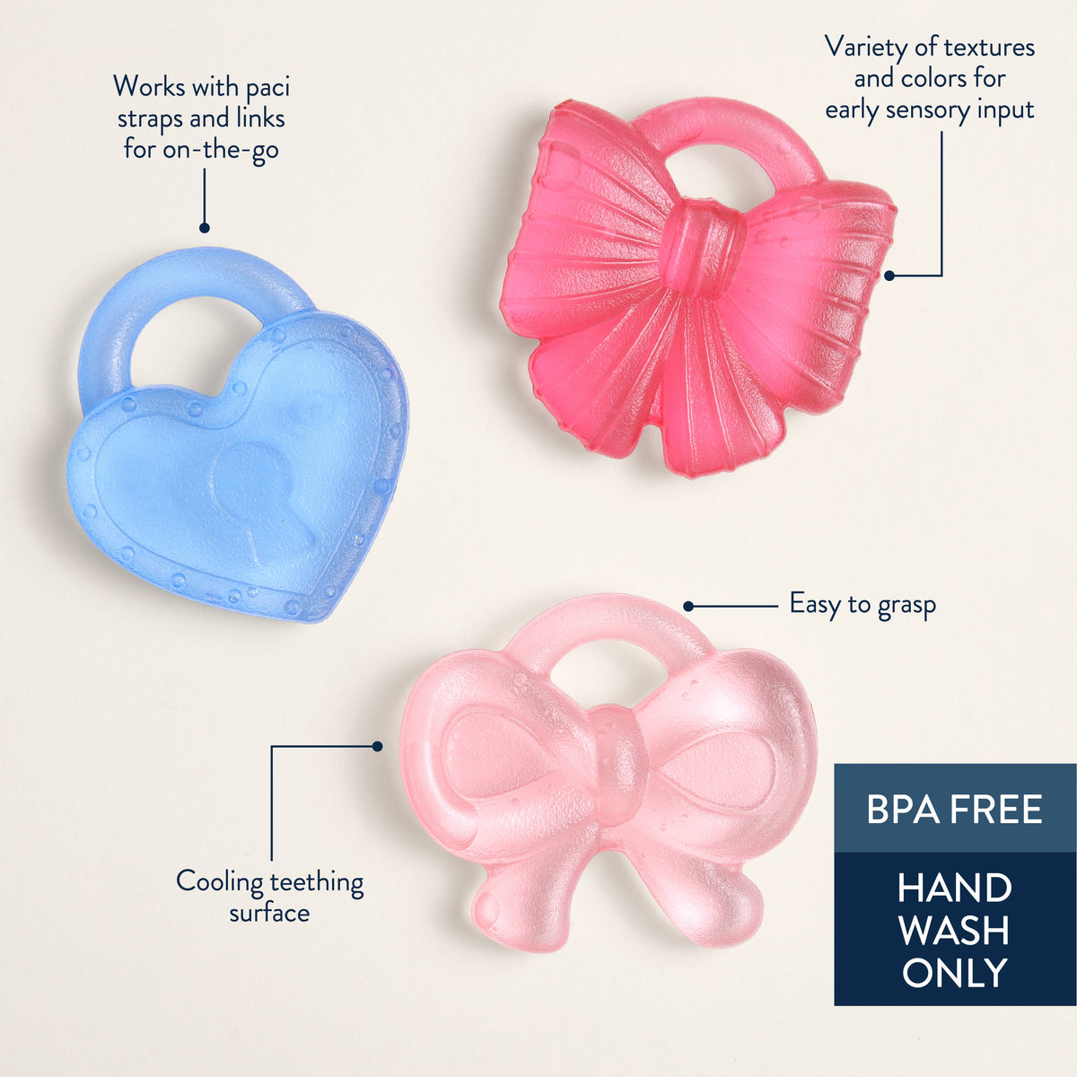 Itzy Ritzy Bow silicone cooling girly teether Cutie Coolers™ Bow - Little Birdies Boutique children's store