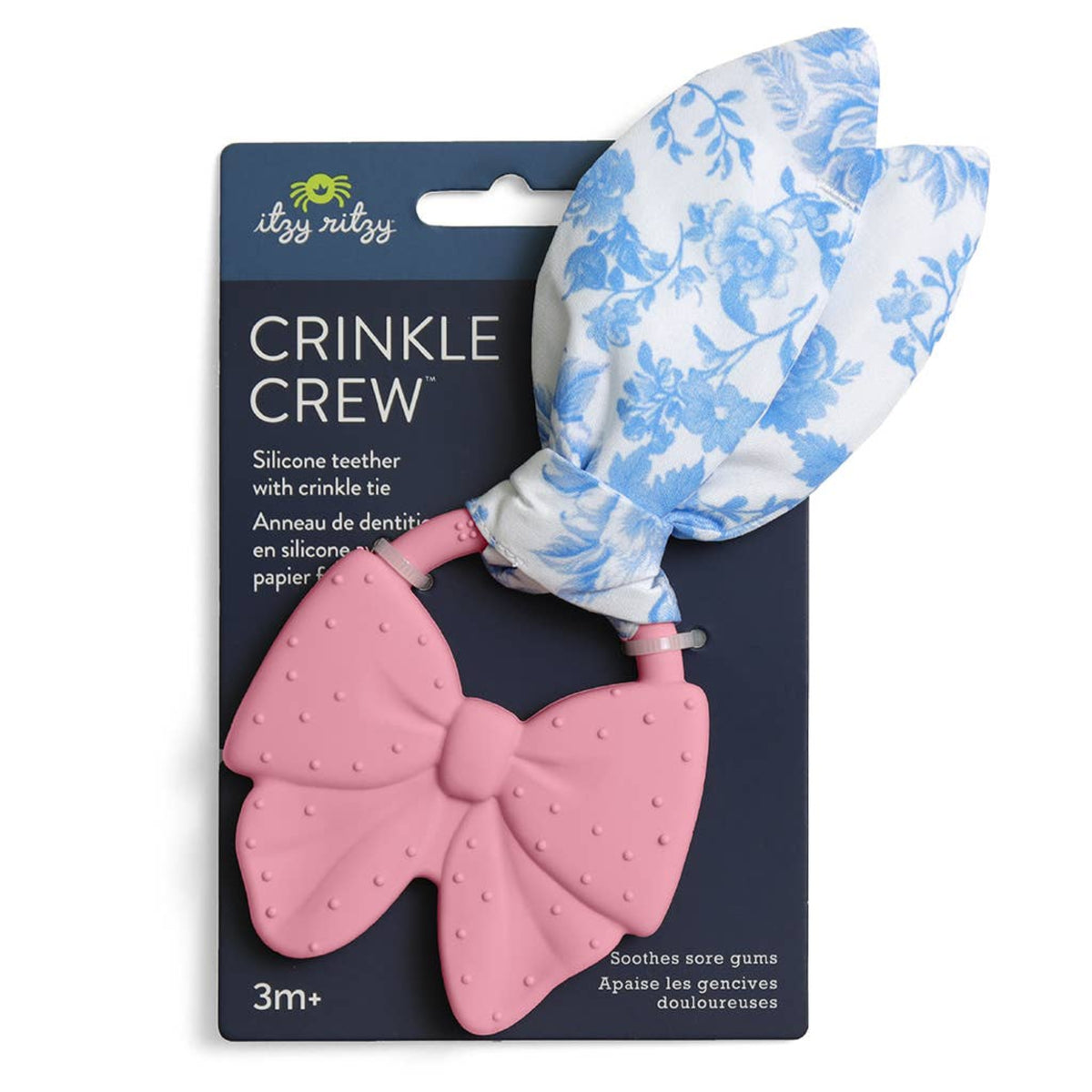 Itzy Ritzy pink silicone bow teether Crinkle Crew™ Bow - Little Birdies Boutique children's store