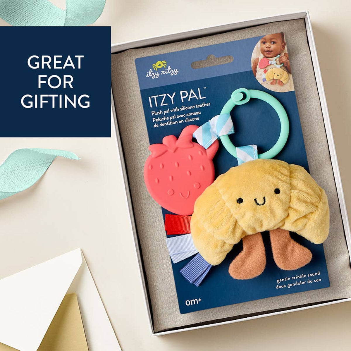 Itzy Ritzy silicone teether plush baby toy Croissant Itzy Pal™ - Little Birdies Boutique children's store