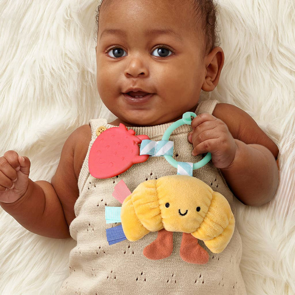 Itzy Ritzy silicone teether plush baby toy Croissant Itzy Pal™ - Little Birdies Boutique children's store