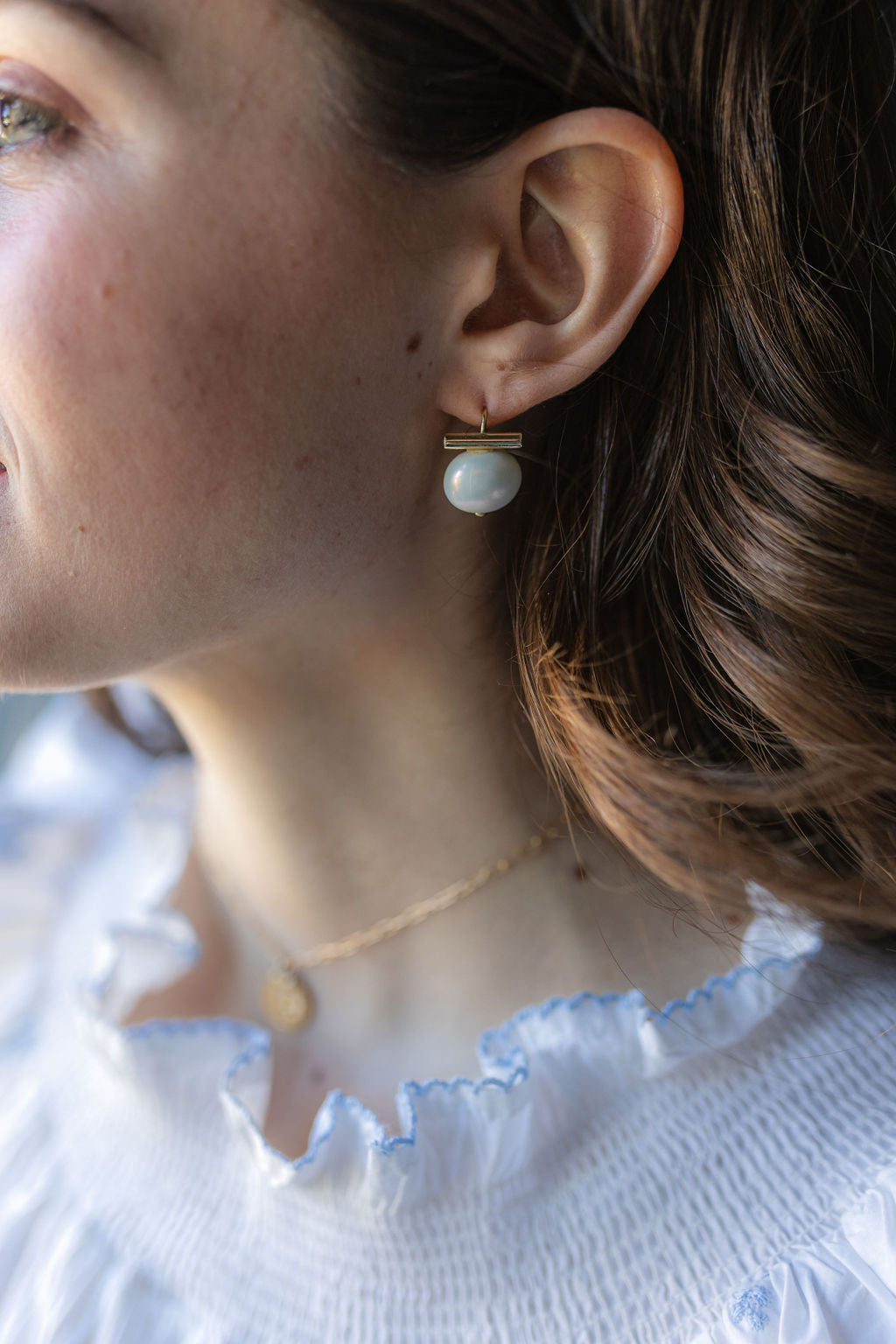 RUCHED COTTON EMBROIDERED NIGHTGOWN