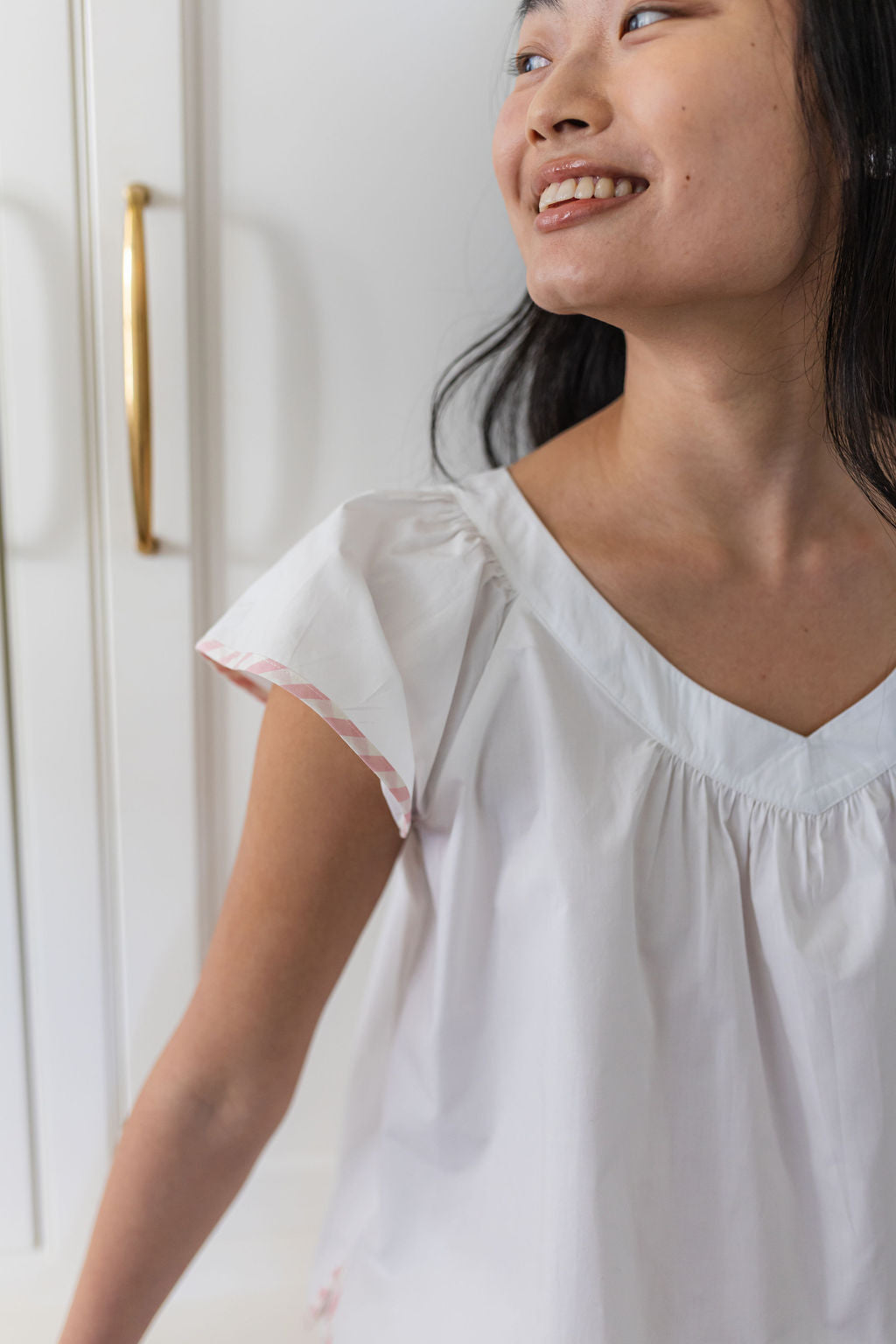 SCALLOPED TAPE TRIM COTTON SHORT PAJAMAS