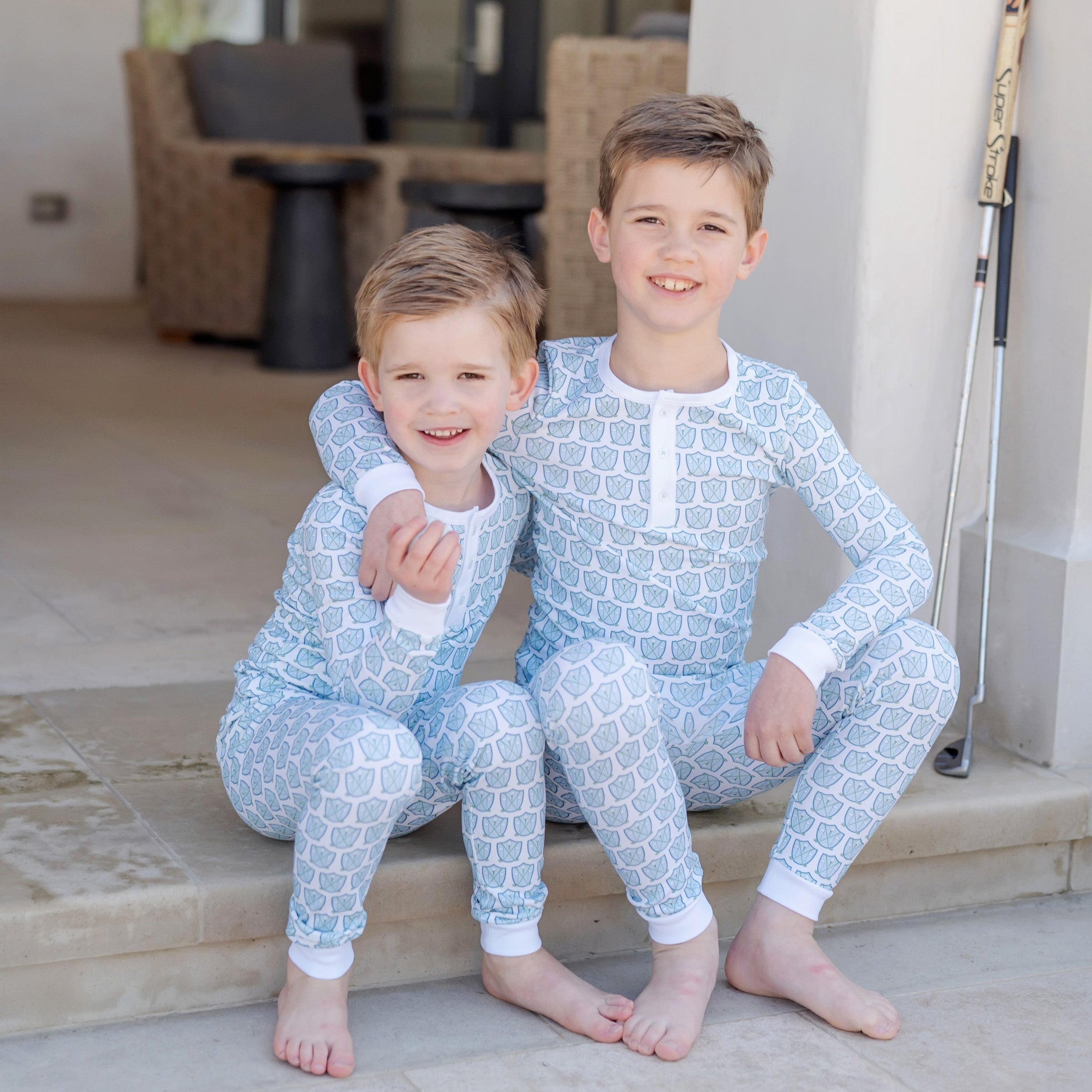 Jack Boys' Pajama Pant Set Golf Crest Blue