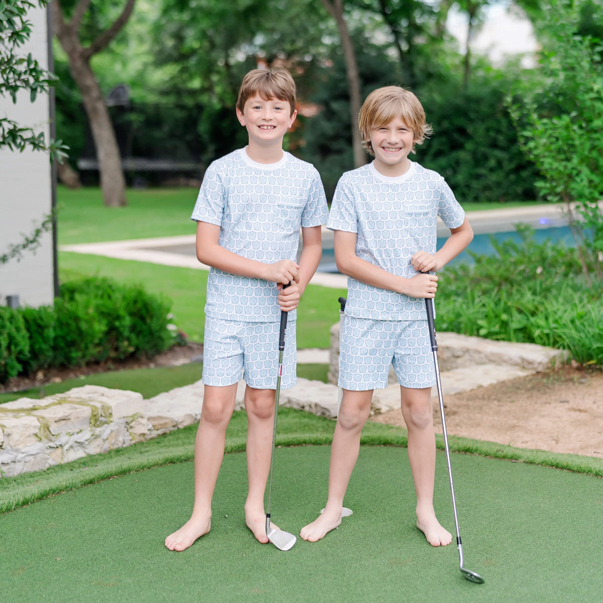 Charles Boys' Short Set Golf Crest Blue