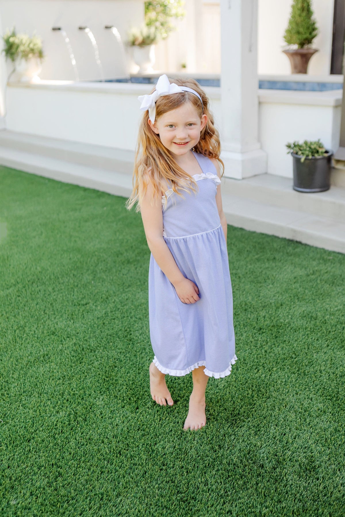 Eden Girls' Dress Blue Stripes