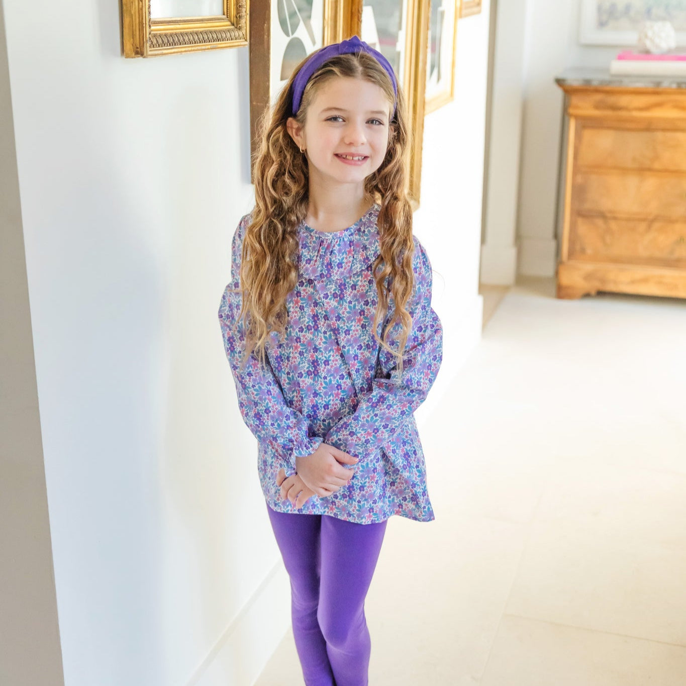 Emma Set Girls' Legging Set Blackberry Floral