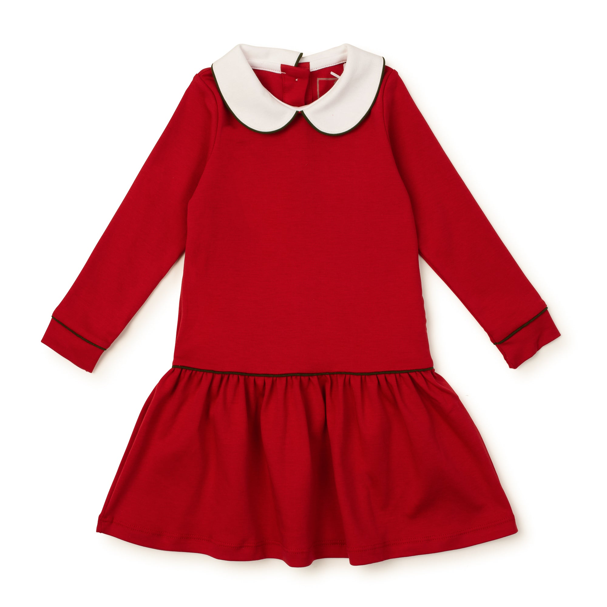 Lillian Girls' Dress Red with Green Piping