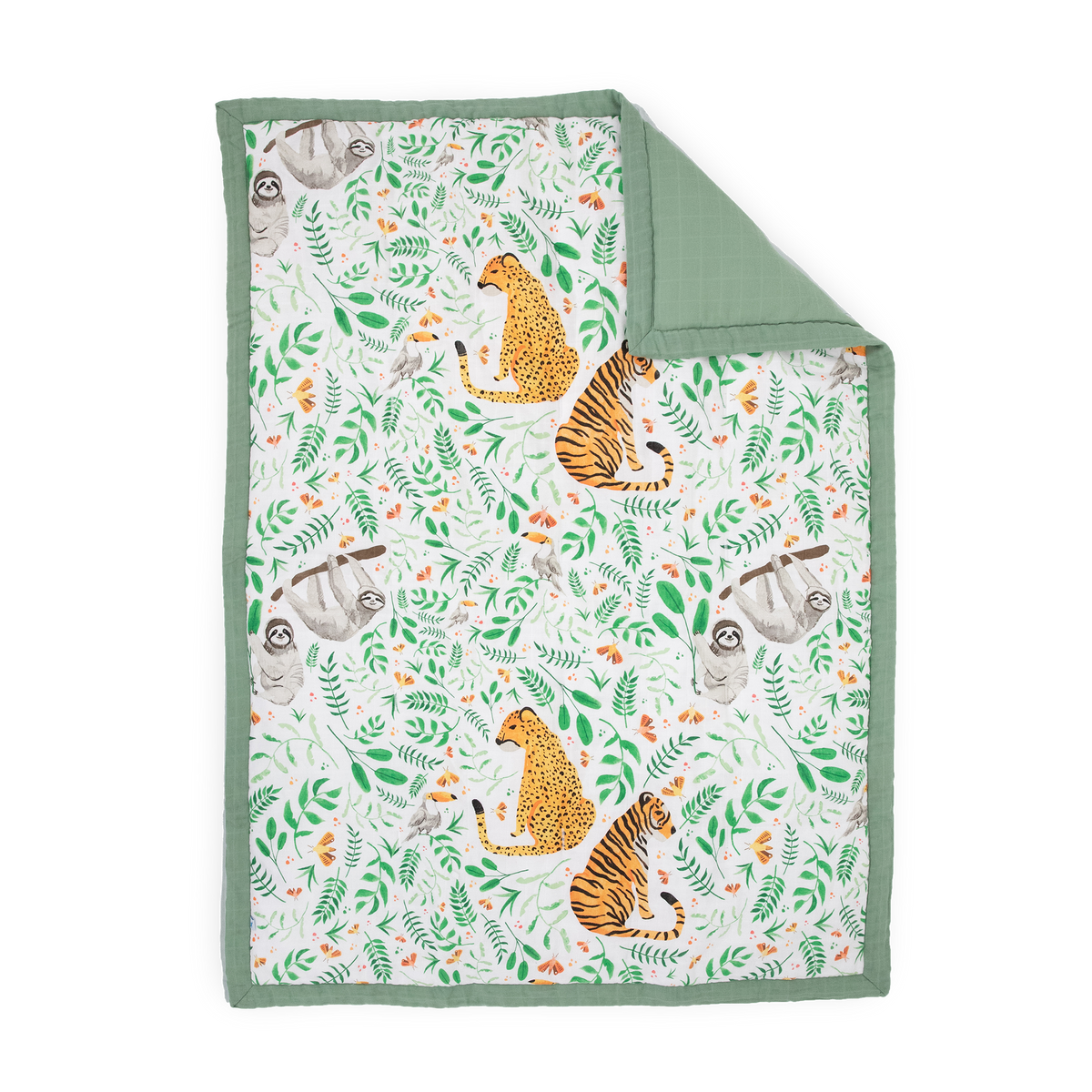 Cotton Muslin Toddler Comforter - Mighty Jungle - Little Birdies