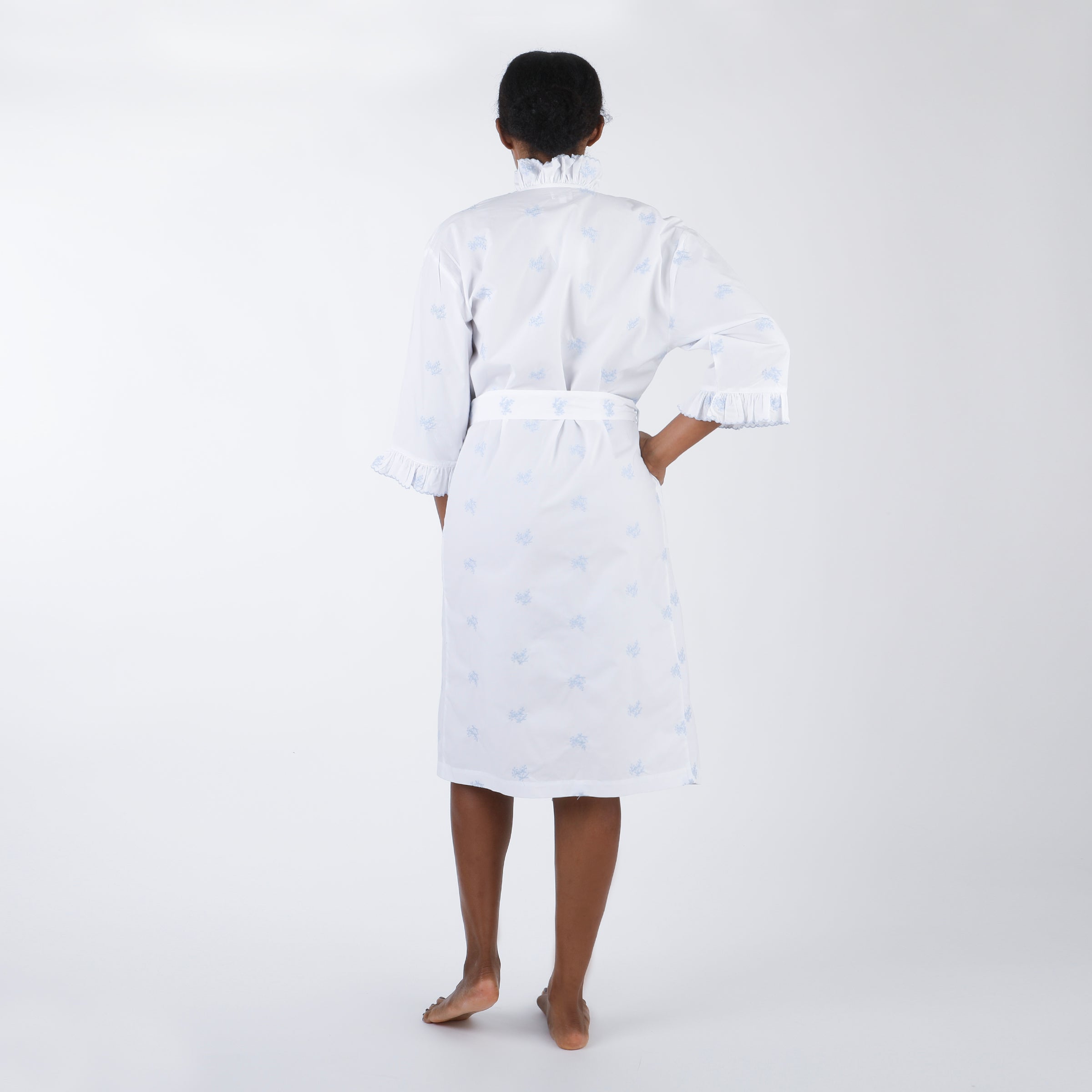 RUFFLE EMBROIDERED ROBE