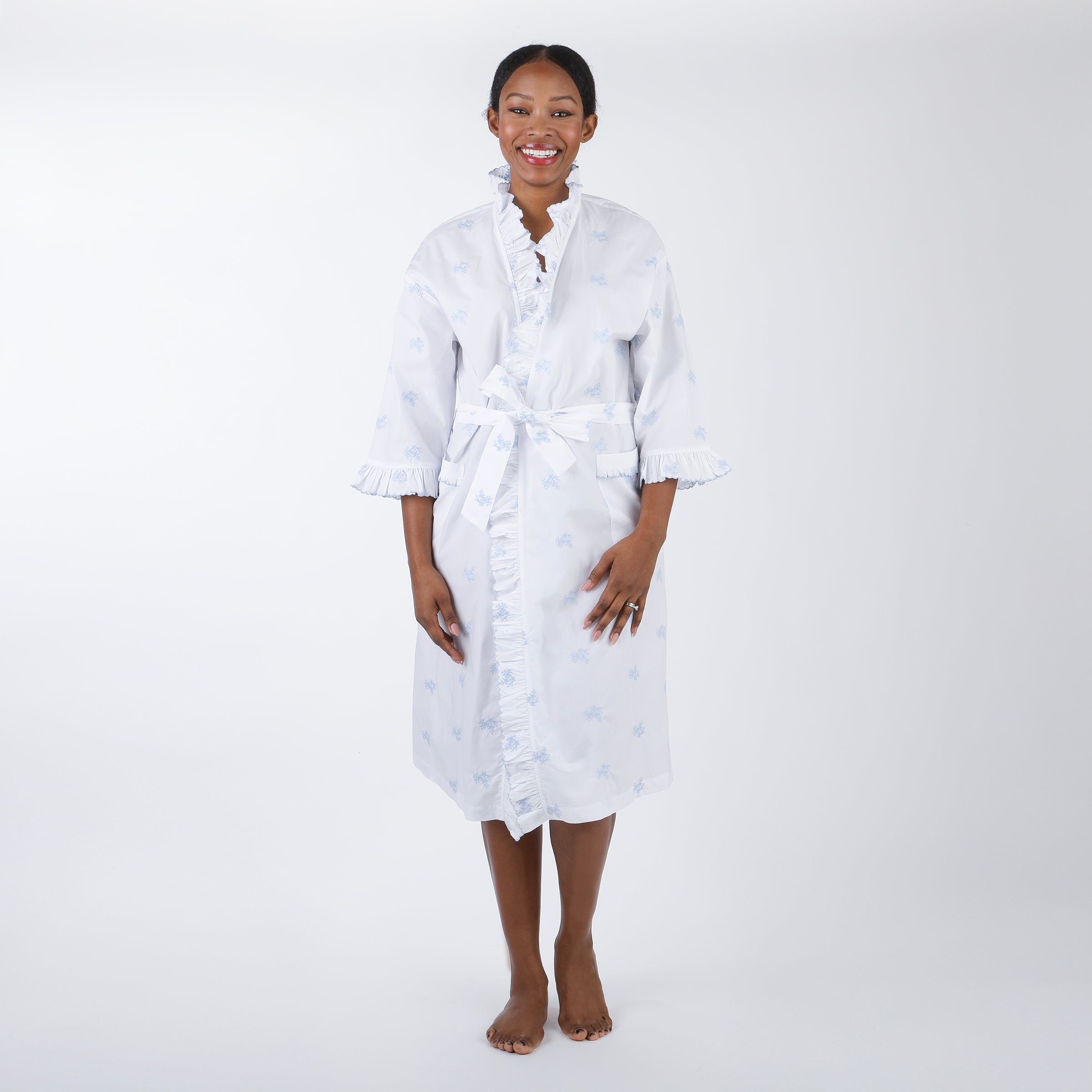 RUFFLE EMBROIDERED ROBE