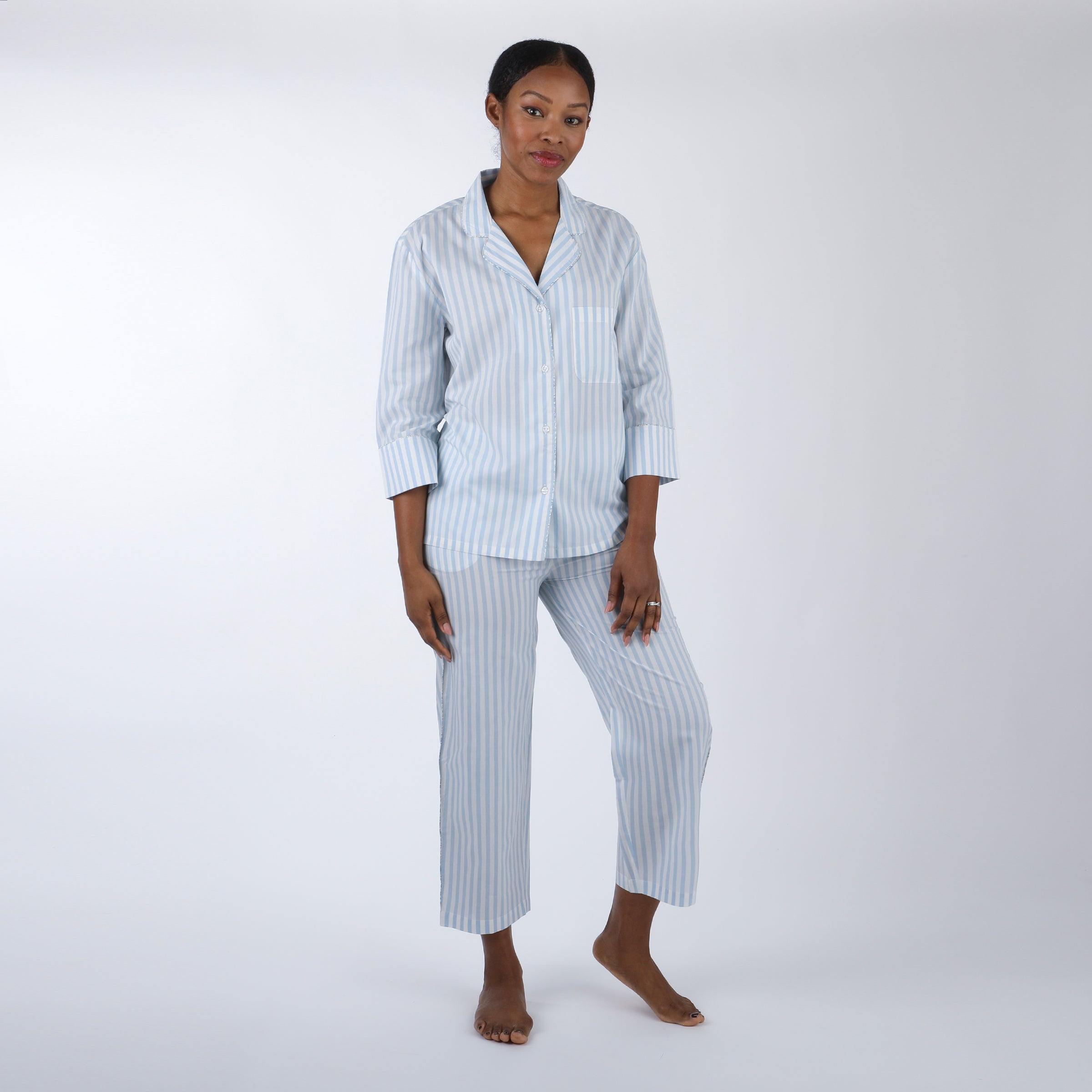 CLASSIC COTTON STRIPED CAPRI PAJAMAS