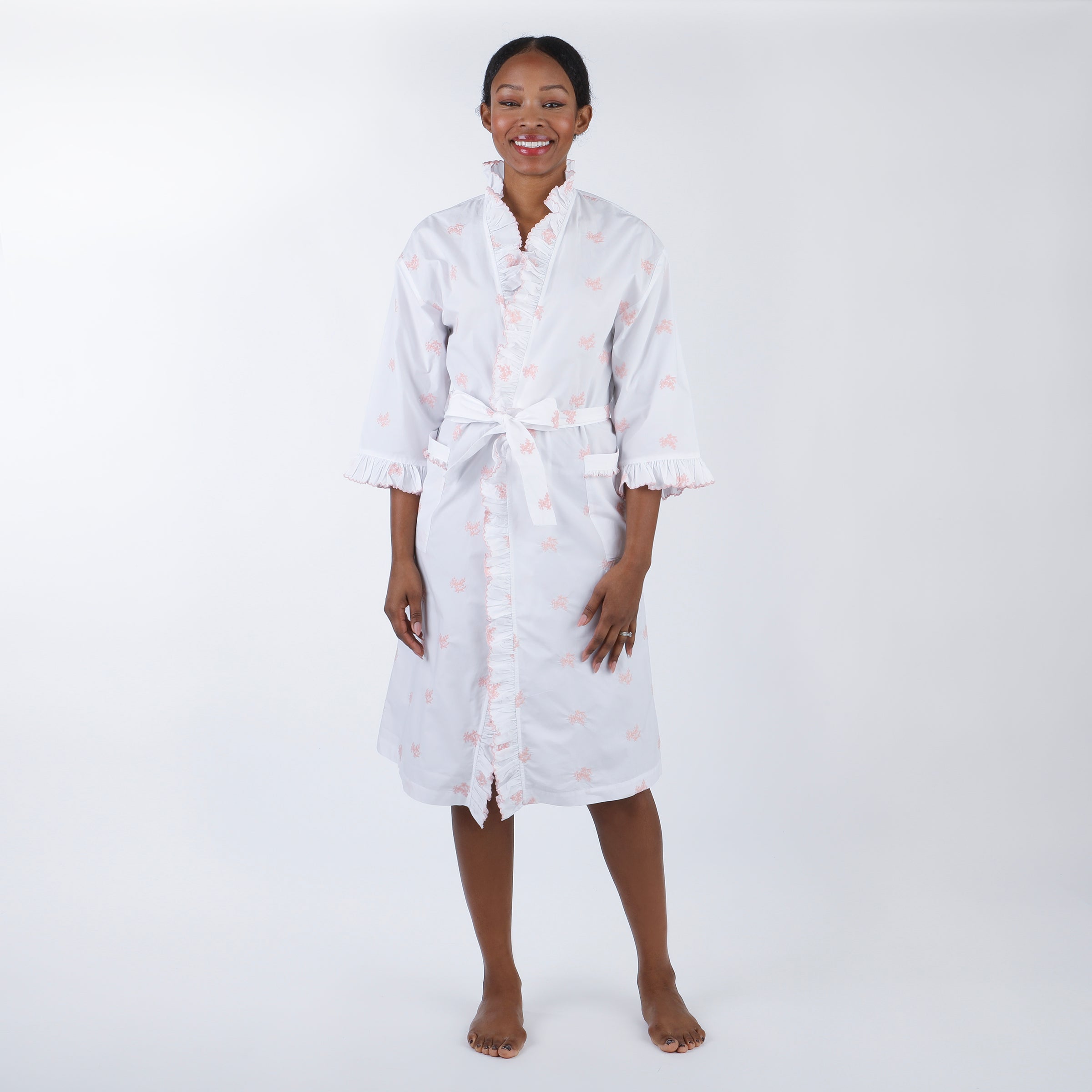 RUFFLE EMBROIDERED ROBE