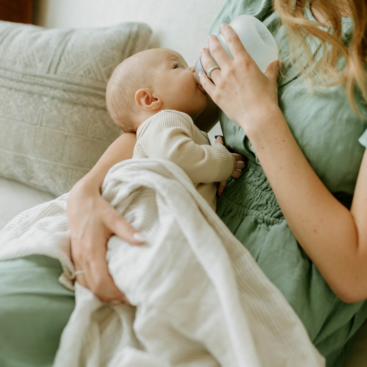 Organic Cotton Muslin Swaddle Blanket - Sand Stripe Little Unicorn Gender Neutral Swaddle Blanket - Little Birdies  
