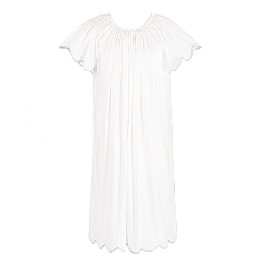 SCALLOPED TAPE TRIM COTTON NIGHTGOWN
