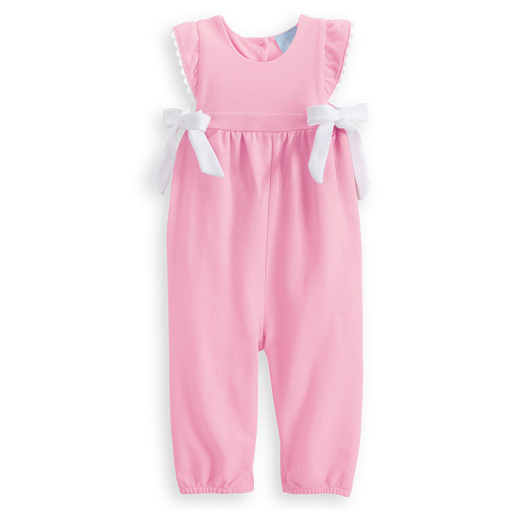 Bella Bliss Pique Jersey Berkely Overall- Pink with White - Little Birdies