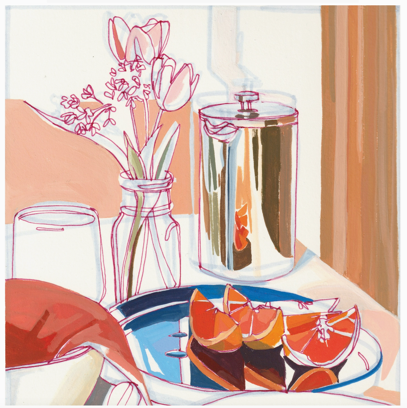 "Breakfast in the Catskills" Tulips and Coffee Signed Giclee by Anissa Riviere - Little Birdies Boutique
