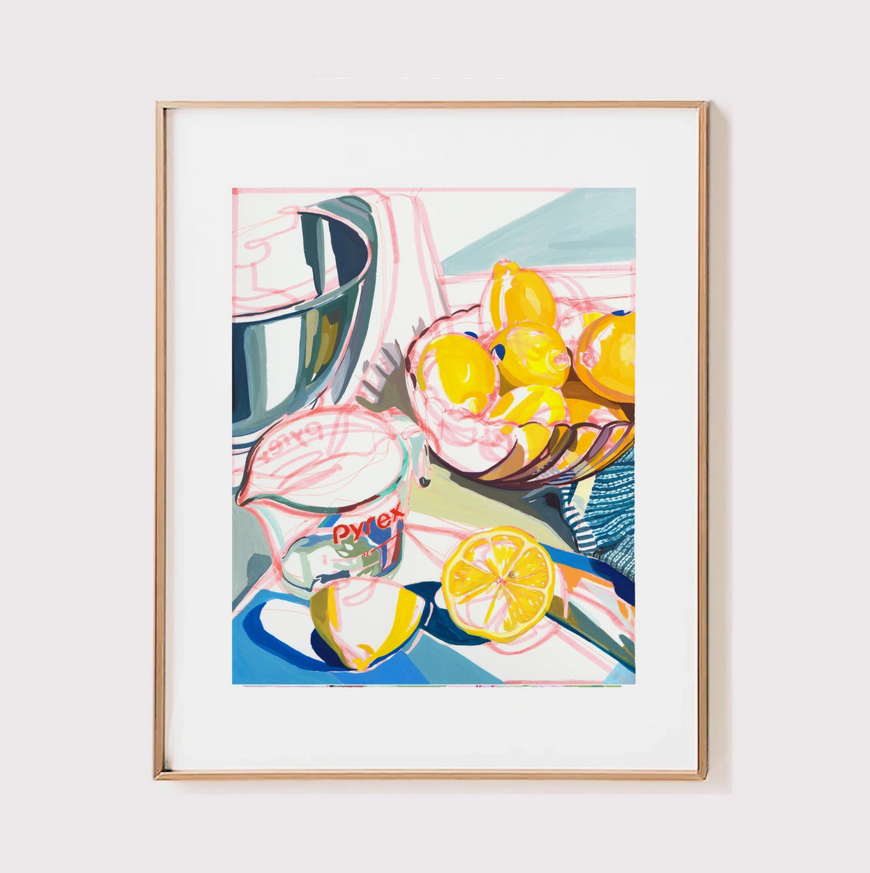 "Lemons" Lemonade in A Pyrex Signed Archival Giclee Print by Anissa Riviere - Little Birdies Boutique