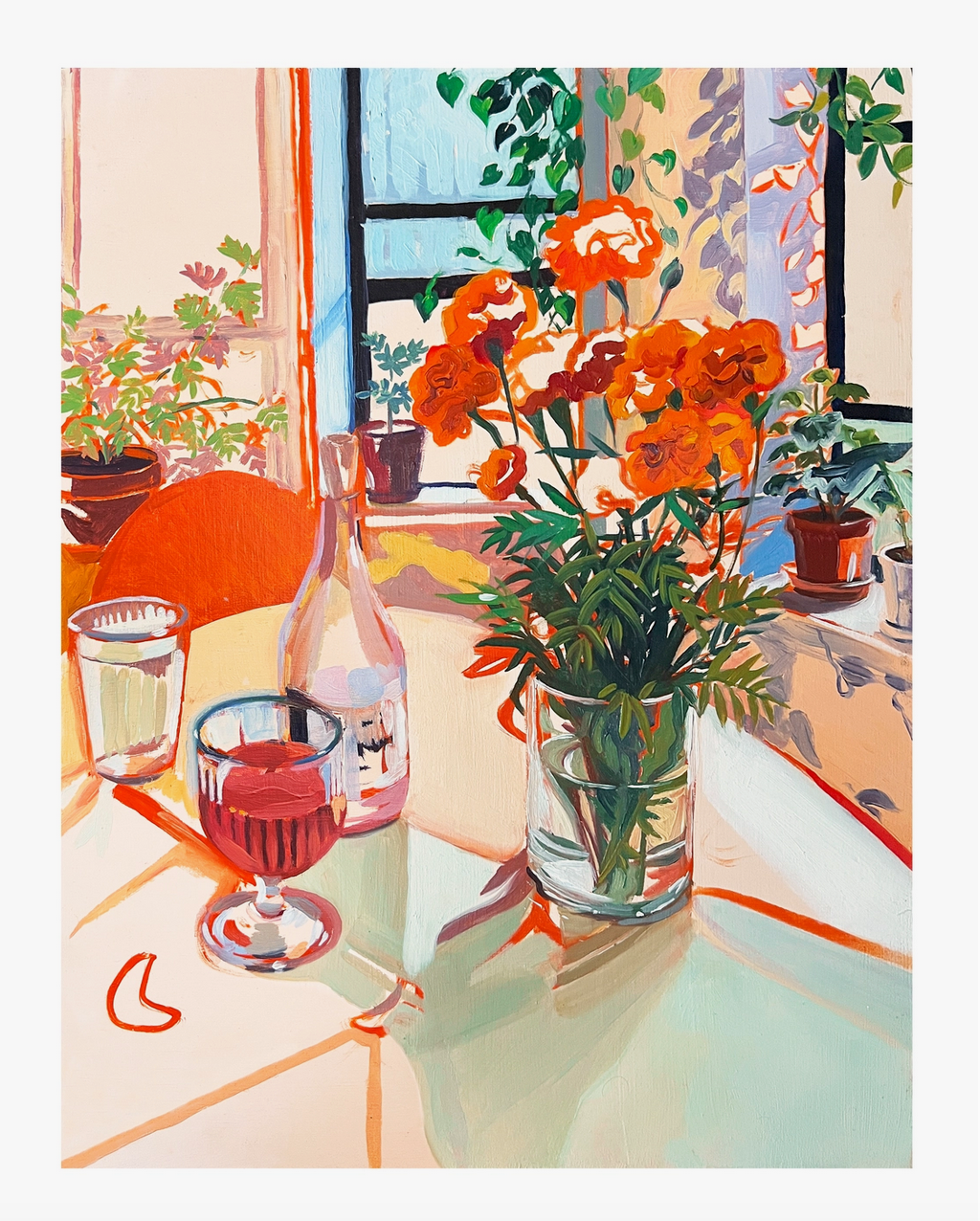 "Olivia's House" Wine and Flowers in Nyc Signed Giclee Print by Anissa Riviere - Little Birdies Boutique