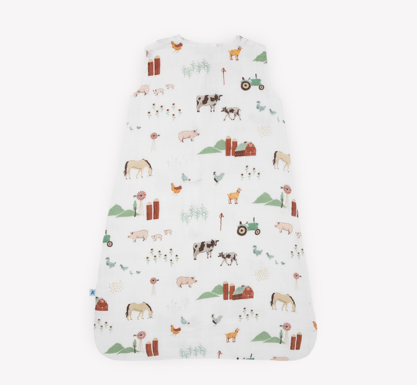 Little Unicorn official Cotton Muslin Sleep Bag - Farmyard - Little Birdies