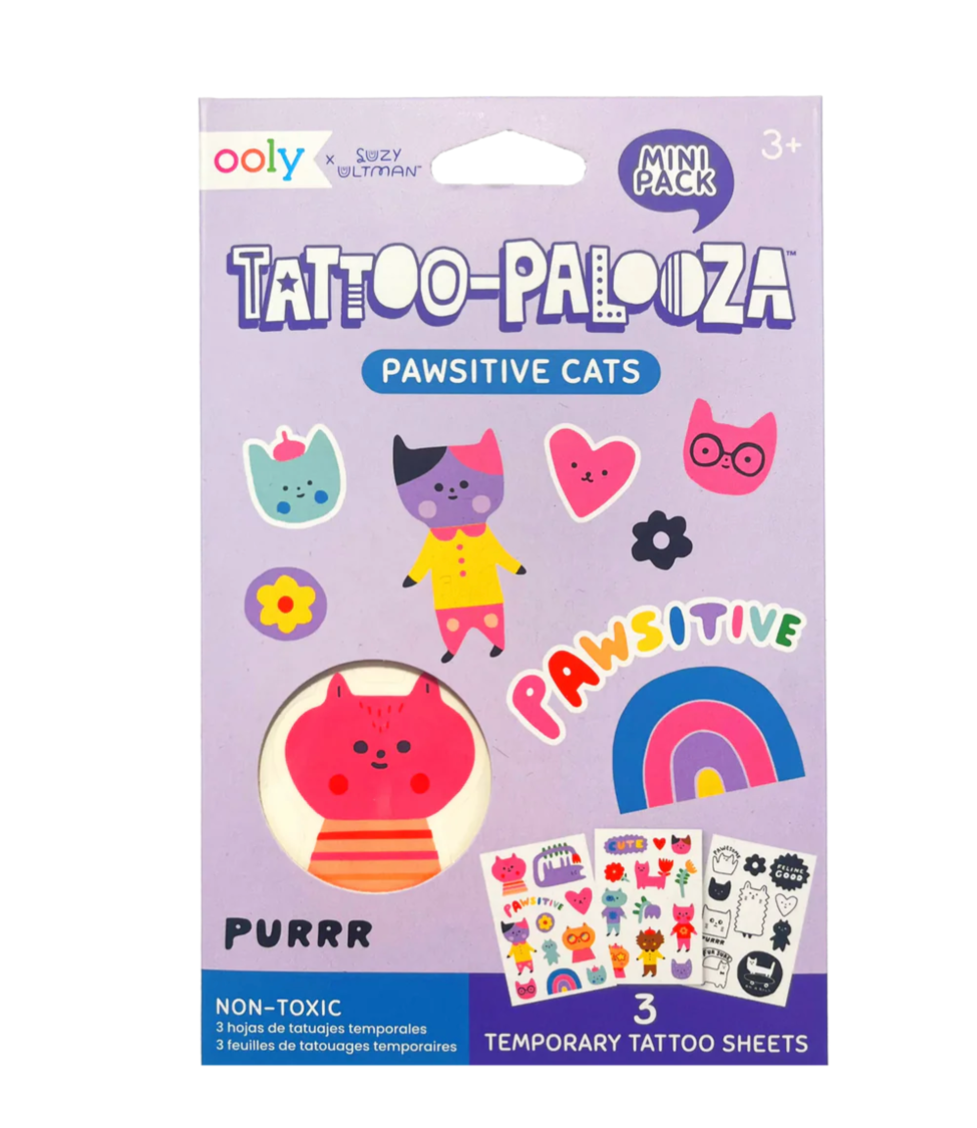 Ooly Tattoo-Palooza x Suzy Ultman: Temporary Tattoos Mini Pack - Pawsitive Cats - Little Birdies boutique