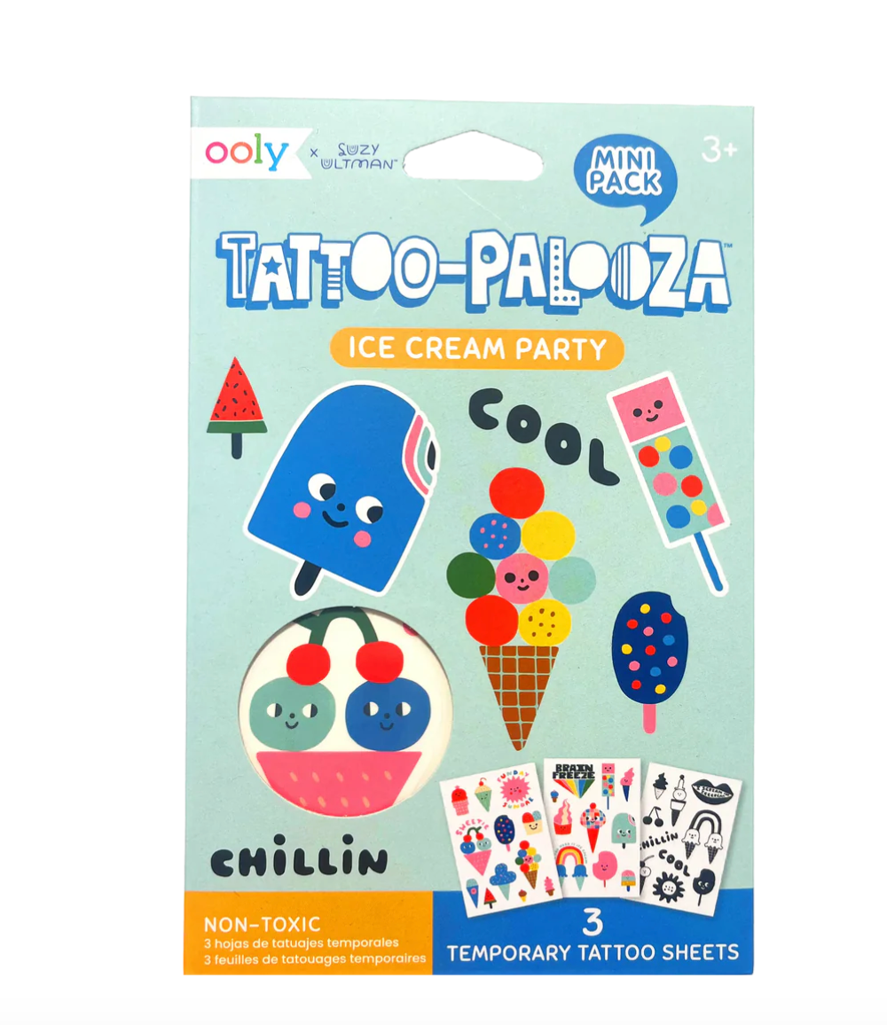 Ooly Tattoo-Palooza x Suzy Ultman: Temporary Tattoos Mini Pack - Ice Cream Party - Little Birdies