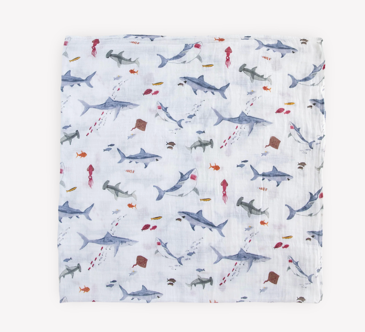 Little unicorn official cotton muslin swaddle - shark - little birdies