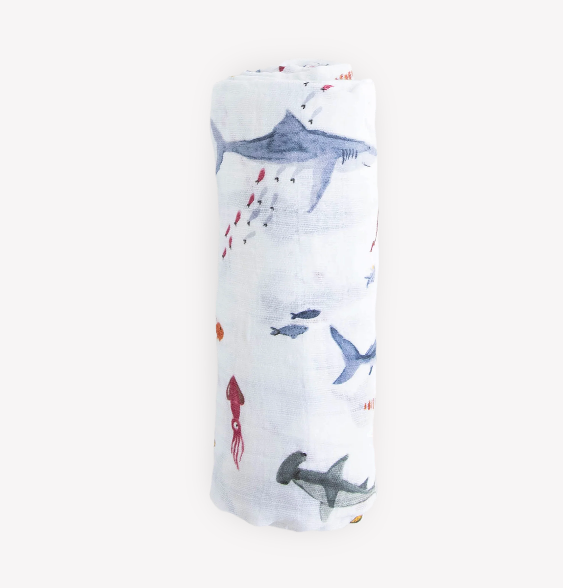 Little unicorn official cotton muslin swaddle - shark - little birdies