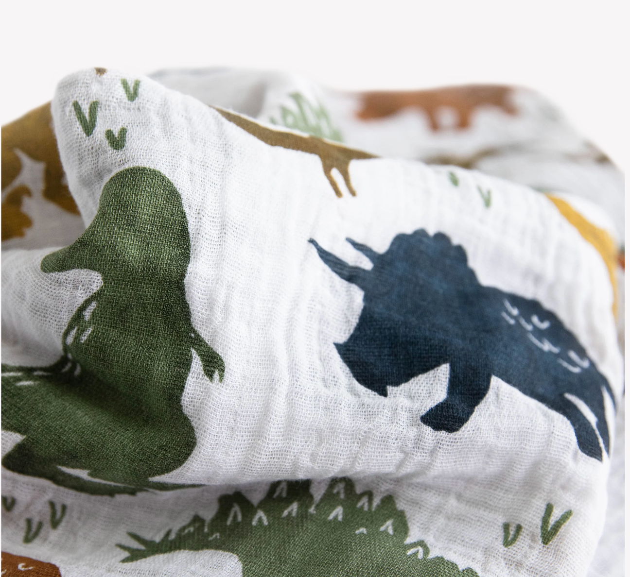 Little Unicorn official Cotton Muslin Swaddle Blanket - Dino Friends - little birdies