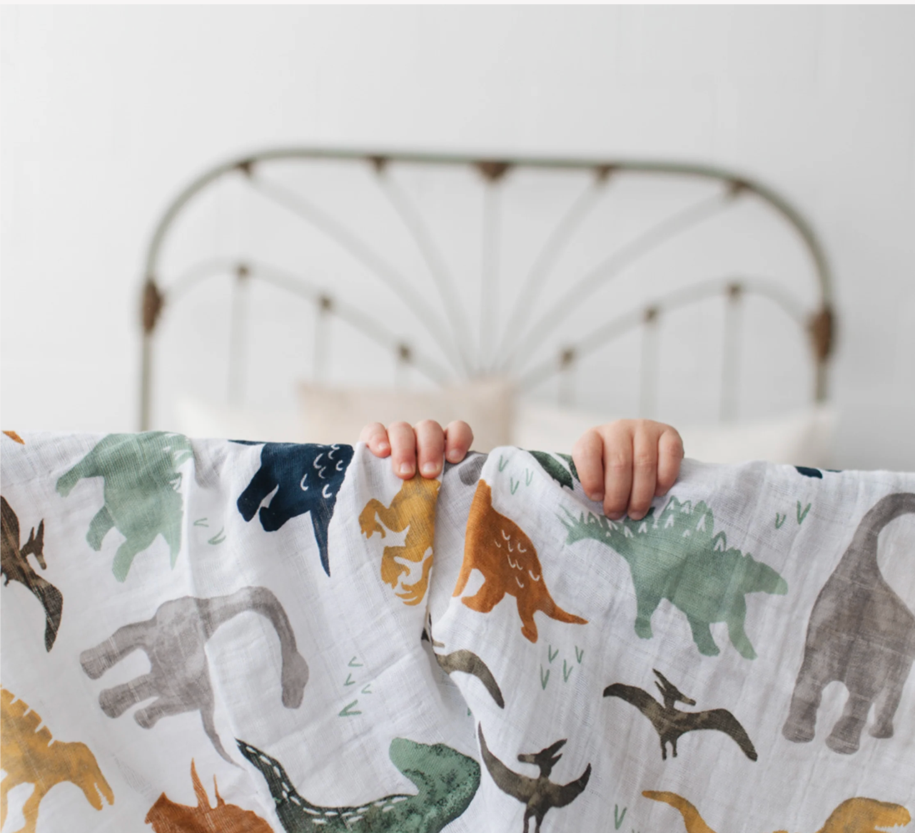 Little Unicorn official Cotton Muslin Swaddle Blanket - Dino Friends - little birdies