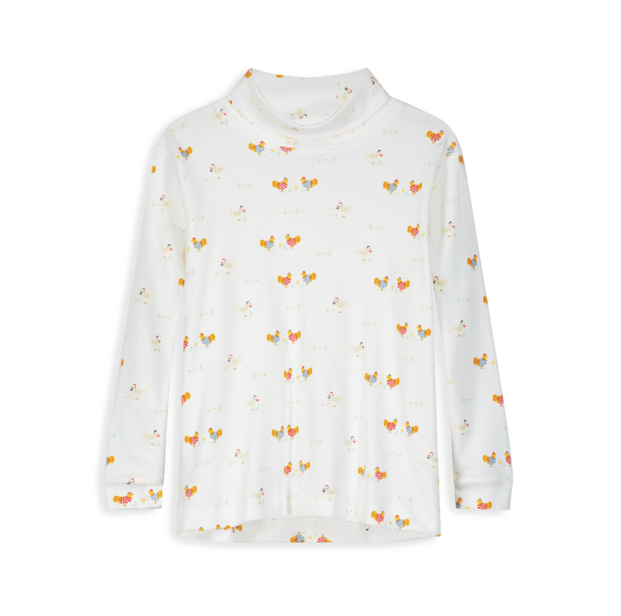 Bella Bliss Printed Pima Turtleneck - French Hen - Little Birdies