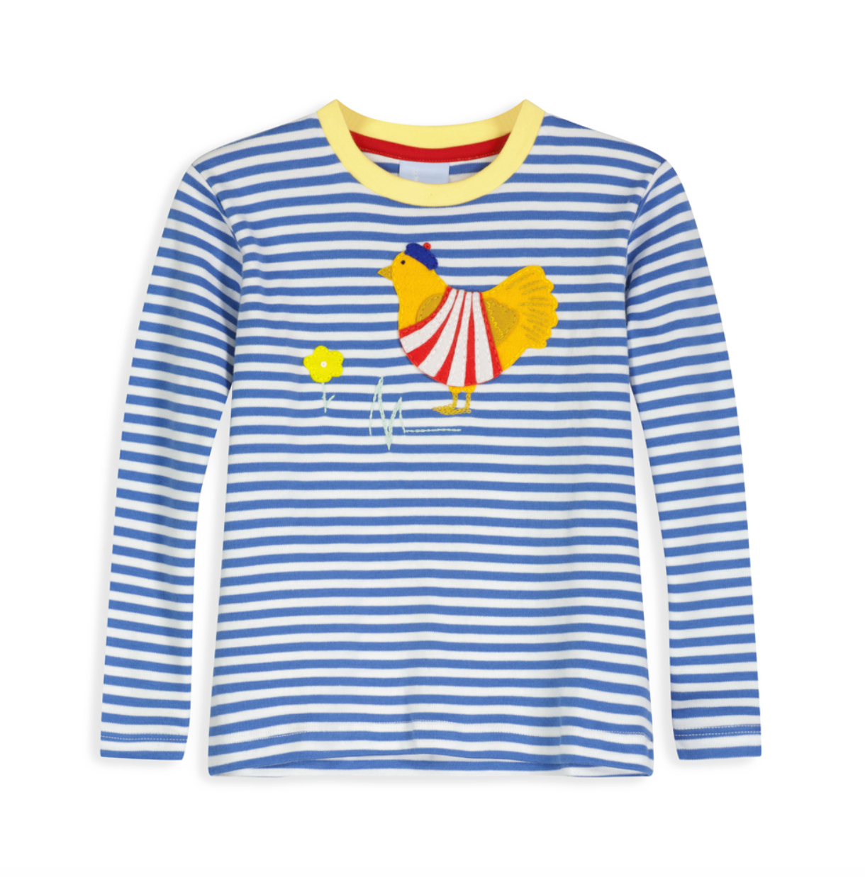 Bella Bliss Striped Long Sleeve Applique Tee- French Hen - Little Birdies