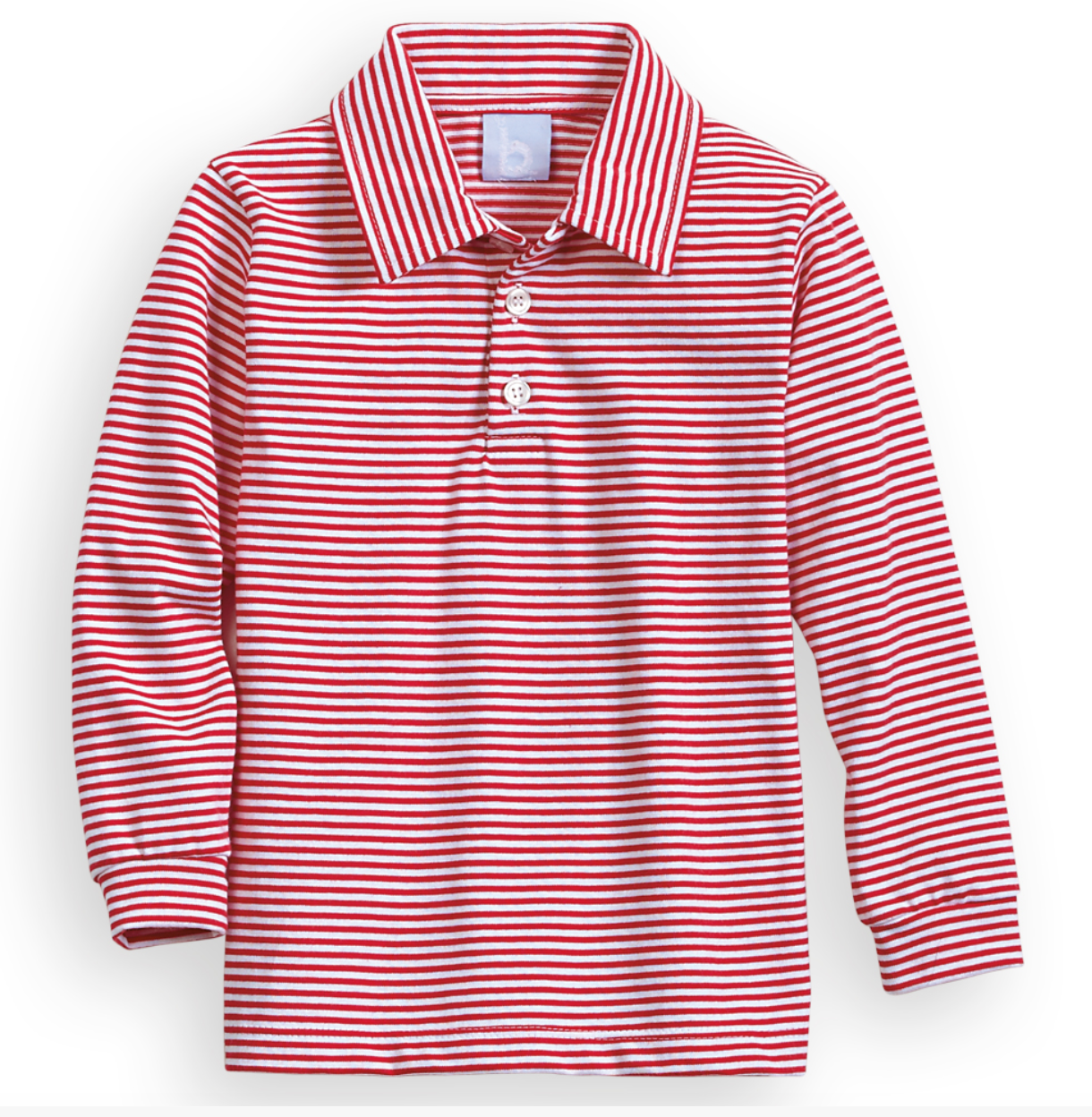 Bella Bliss Long Sleeve Stripe Polo Tee- Red - Little Birdies