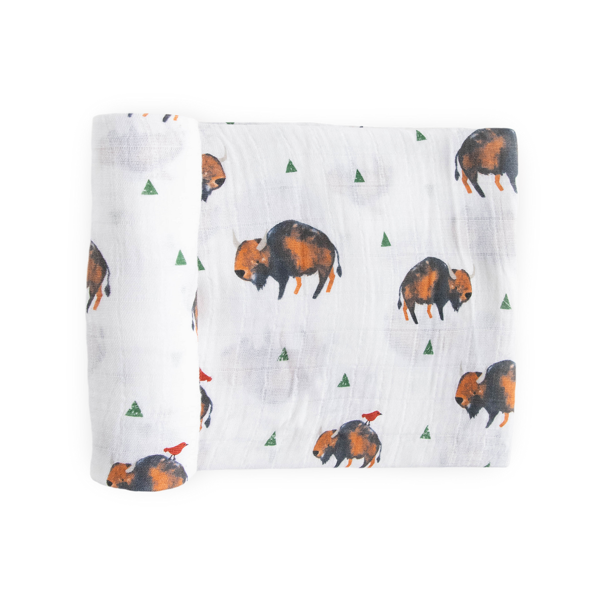Cotton Muslin Swaddle Blanket - Bison - Little Birdies