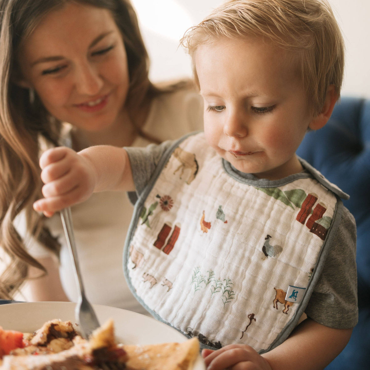 Cotton Muslin Classic Bib 3 Pack - Farmyard