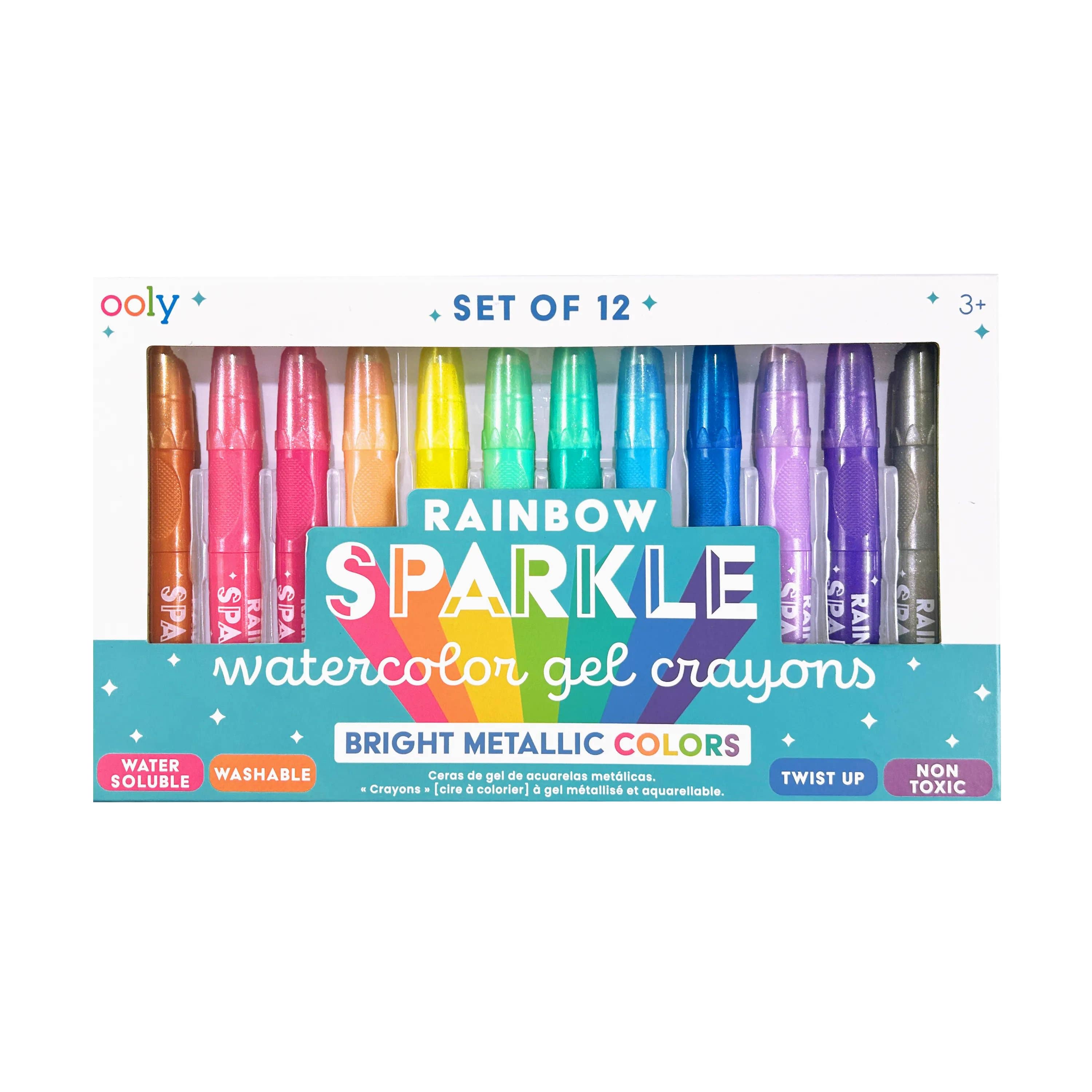 Ooly Rainbow Sparkle Metallic Watercolor Gel Crayons - Set of 12 - Little Birdies